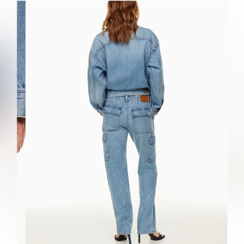 Denim Forum The '90s Edie Lo-rise Cargo Jean in 7 Yrs Pctr Ths Bleu Size 24 NWOT - Picture 16 of 16